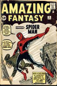 Illustrated museum display of Amazing Fantasy number 15