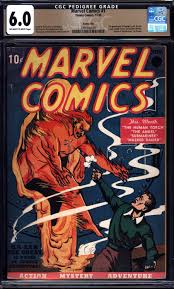Illustrated museum display of Marvel Comics number 1 in a protective sleeve